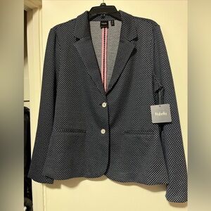 Rafaella Navy and White Polka Dot Blazer